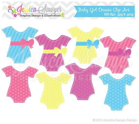 INSTANT DOWNLOAD baby shower clip art, baby girl onesies, digital image, paper crafting, journaling, digital craft Il_570xn