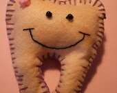 Felt Girls Tooth Shaped Tooth Fairy Pillow with pocket.  Pink & Purple  - Hand made