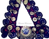 Lapis Star belly dance belt - OOAK ATS, Tribal Fusion belt with Kuchi pendant, Waziri buttons, Turkoman amulets and bells