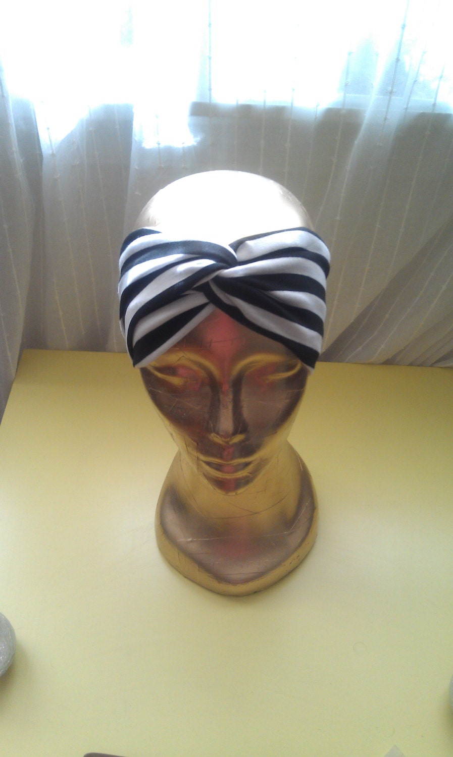Limited Edition: Black and White Striped Turband Twist- Turban Headband
