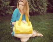 Yellow Leather Tote Bag, Yellow Leather Handbag, Shoulder Bag, Summer Tote, Everyday Bag