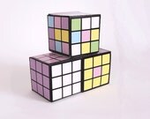 Pastel Rubiks Cube Gift Boxes - Printable DIY Favor Boxes - 80s Retro Party - Pastels - Instant Download
