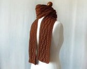 Brown cable knit Men Scarf - Father day gift - KnittyStories