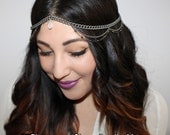 Leslie Alexx. Rainbow Moonstone headpiece in silver