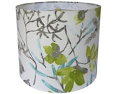 Drum Lamp Shade Lampshade Gazebo by Braemore Cloud Aqua Citrine Green Gray Made to Order