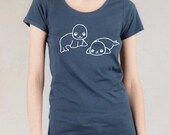 Adorable Seal Duo Tunic T-Shirt - Organic Tee Shirt Top - Animal vegan Kawaii - ReLove Planet - S