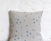 Hand Printed Linen Cushion Cover - Blue Twinkle Star