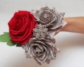 brooch bouquet, bridesmaids bouquet, wedding bouquet, paper flower bouquet, wedding flowers