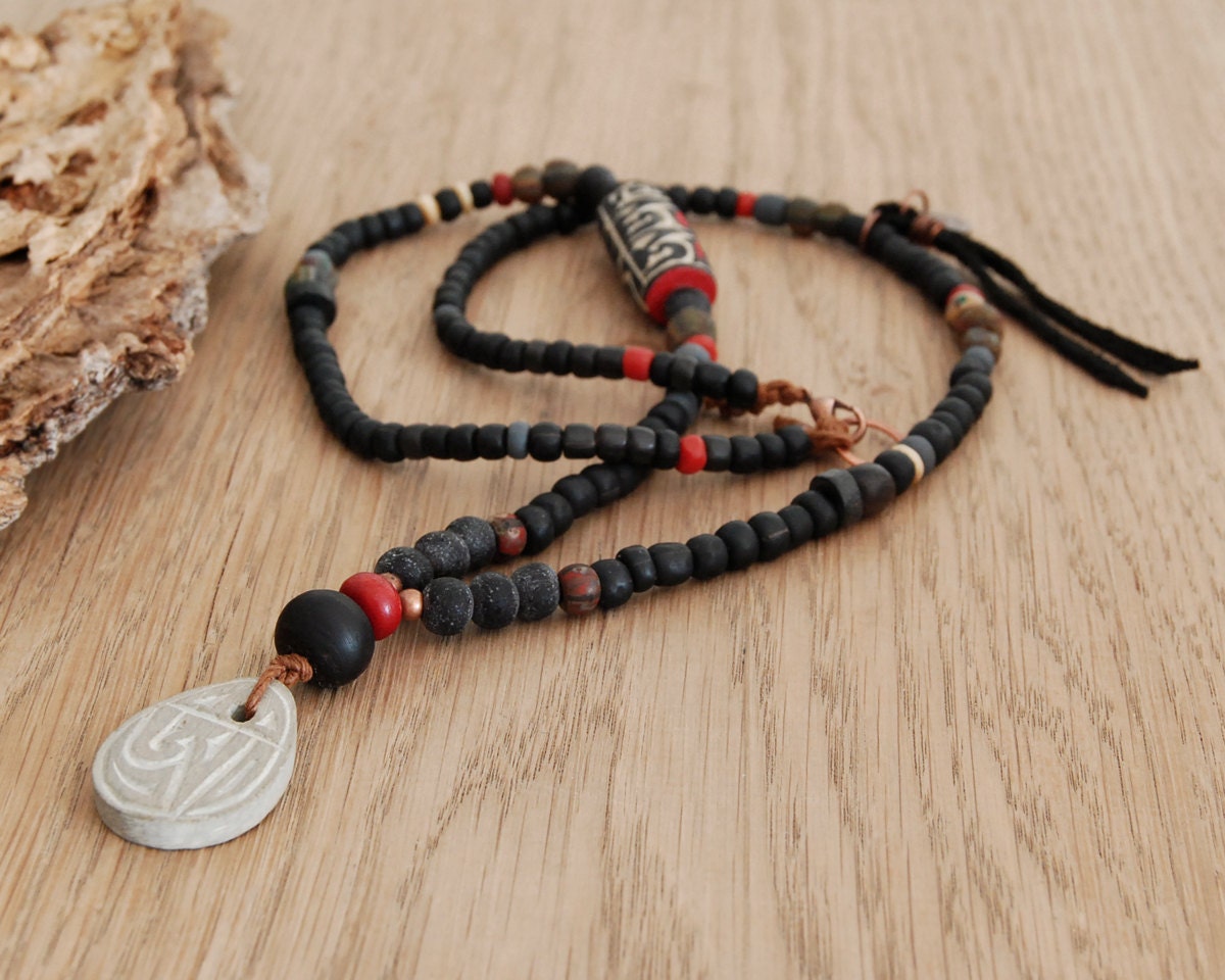 yin yang and om reversible necklace - Om mani padme hum necklace - boho necklace - ethnic necklace - yoga jewelry