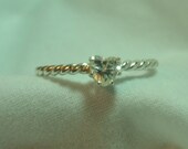 The Sweet Stephanie A 4mm Moissanite Heart Sterling Silver Chubby Twisted Rope Ring