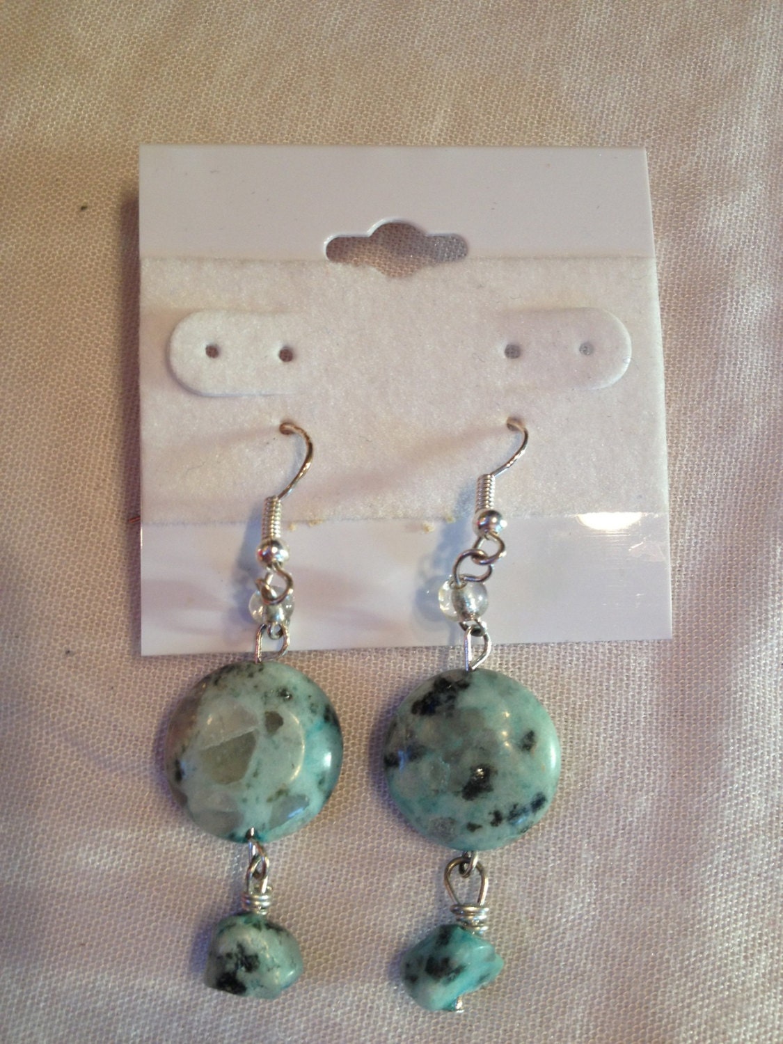 Blue circle dangle earrings