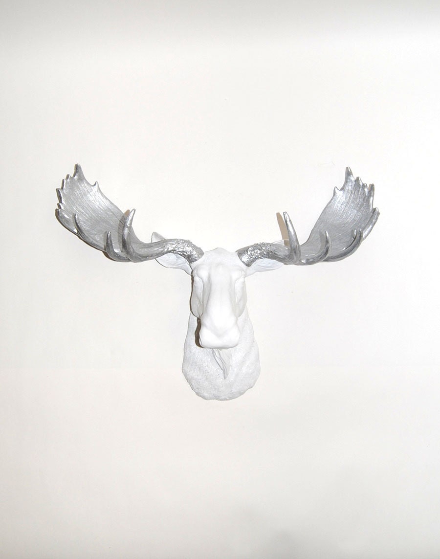 Faux Moose Head - The Adobe - Resin Moose Head W/ Chrome Antlers - Faux Taxidermy