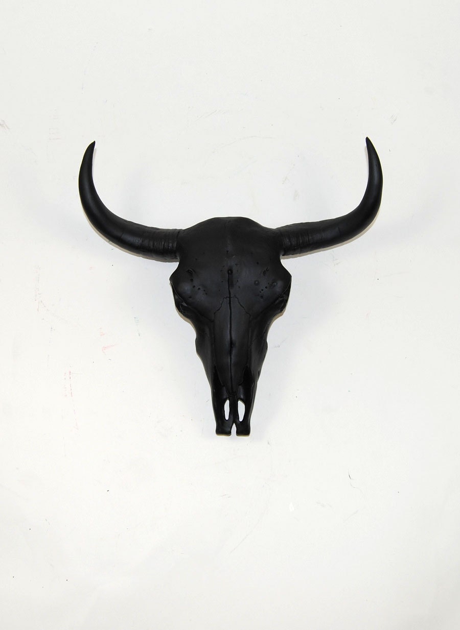 The Barnes - Black Resin Buffalo/Bison Skull Head- White Faux Taxidermy- Chic & Trendy