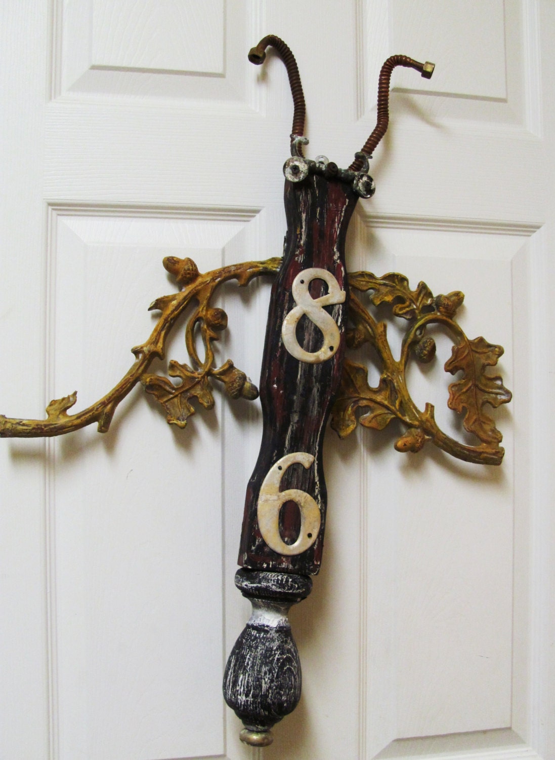 Table Leg Architectural Art Bug Wall or Garden Art - Iron Scroll wings, Numbers, Industrial, Urban, Graffiti