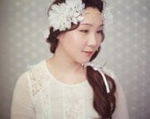 Bridal Hair Accessories - Wedding Headpiece - Ivory Flower Halo - Vintage Style Flower Headband - Style HP1316