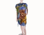 tropics and leopard  silk blouse hand painted batik. summer blouse. Woman blouse plus size clothing, Womens XL
