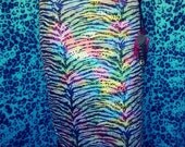 Multicolour tiger print skirt with lace and grizzly feathers
