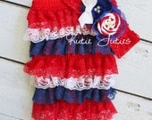 The Red, White & Blue Romper and Headband- 4th of July, Memorial Day, Patriotic, Baby Girl, Infant, Toddler, Newborn, Photo Prop