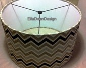 Drum lamp shade chevron print large 17"x10" / lampshades for pendant light or lamp