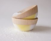 Wooden Mini Bowl Set of Two: Yellow and White Swirl
