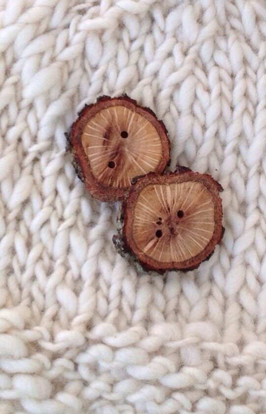 Handmade Wood Buttons Set of 2 Wood buttons - Natural - For Knitting -For Crocheting - For scarves, cowls, pillows