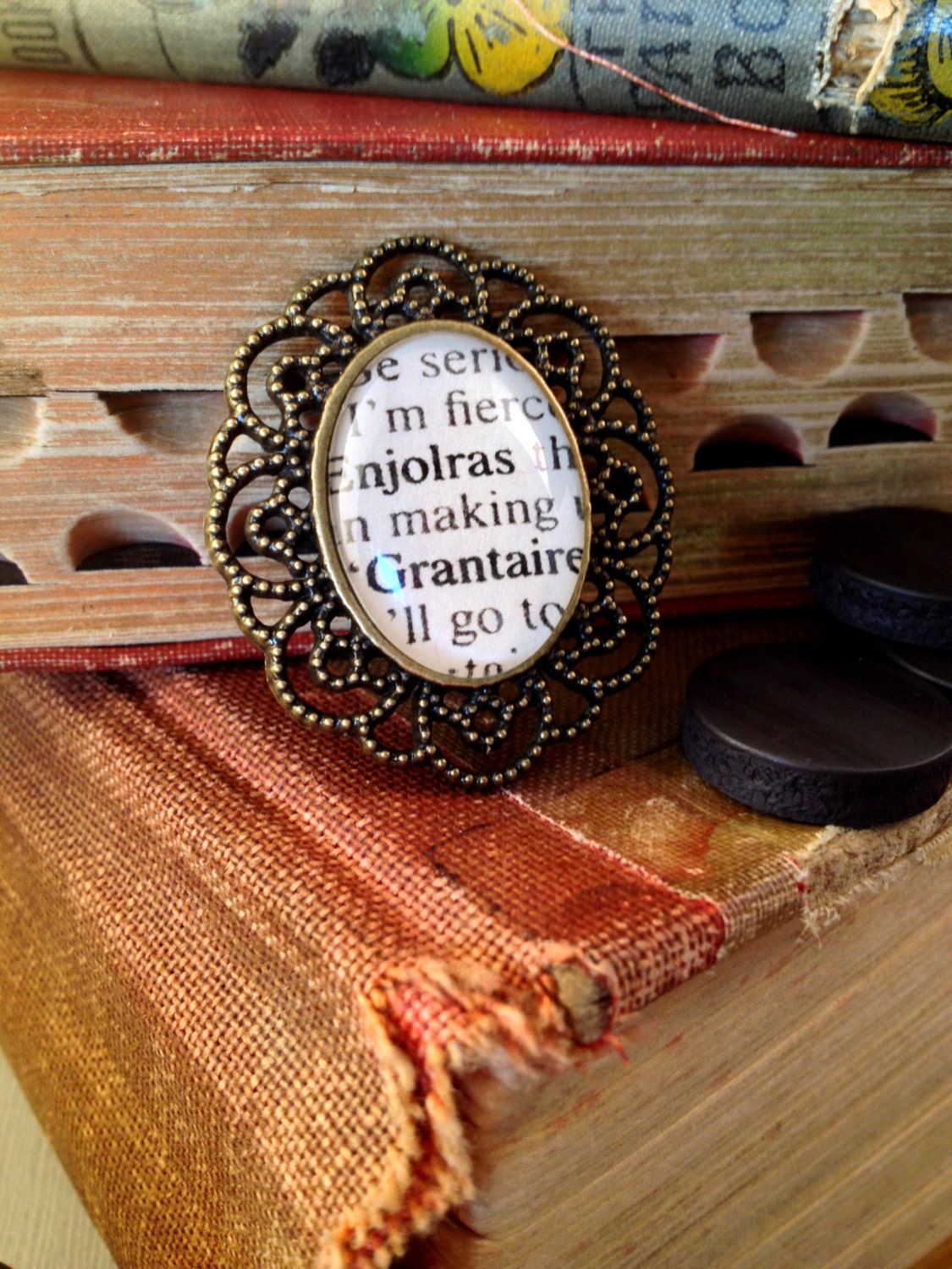 Victor Hugo Les Miserables Enjolras and Grantaire Antiqued Bronze Book Page Magnet