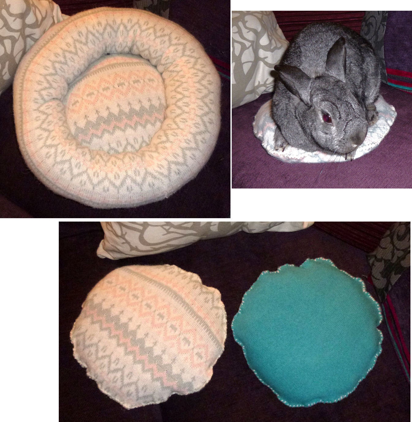 bottom pillow for Ugli Donut bunny rabbit beds white and pink wool Nordic pattern