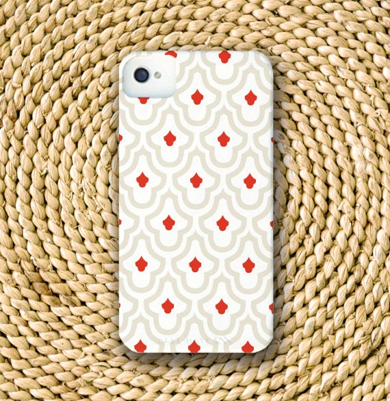 Moroccan Barely-There Snap-On Hard Plastic iPhone 4 Case in Sand Beige and Ruby Red (In Stock & Ready to Ship)
