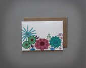 Easter spring flower  notecard . floral note card . hand drawn stationery . modern notecard . blank card . greeting card . pink green blue .