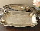 Vintage Silver Plated "Sheridan" Tray.Etched Bowl. Vanity.Table.Wedding.Shower.Tea Party. Cottage Decor