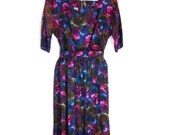 Vintage 50s Full Skirt Dress - Modern Floral Gown - Brand New Size 6 Small - Medium Belted Cocktail Dress - High Fashion - Couture