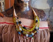 Ethnic Necklace Trade Bead Necklace Wire Wrapped Jewelry Tribal Jewelry Designer Necklace Unique Jewelry