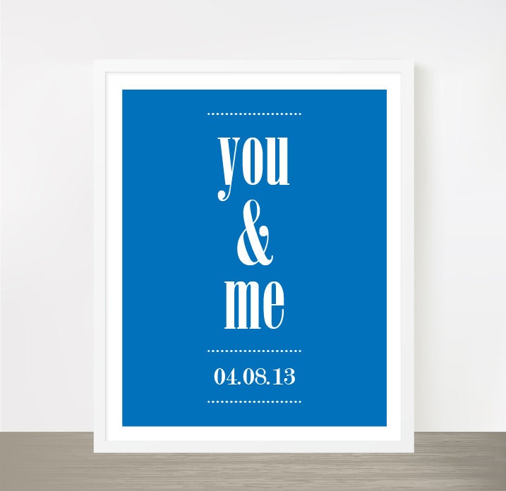 Royal Blue Wedding Anniversary Poster - you & me 11x14"