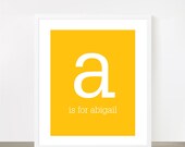 A is for Abigail Mango yellow baby girl name nursery print poster 8x10"