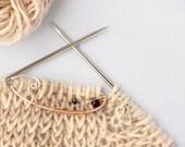 Celestial Garnet Knitting Tool Set with Silver Stars - Handmade in Sterling Silver and Bronze Featuring a beautiful Garnet Stone