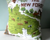 New Forest Hampshire England Pillow cover Upcycled Teatowel