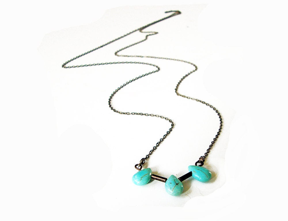 Turqouise drops long delicate necklace