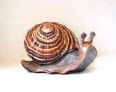 Large Ceramic Garden Snail - 8 inches- hand painted, indoor or outdoor decoration, lawn or garden