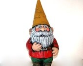 Ceramic Garden Gnome - 15 inches, hand painted lawn or garden gnome, outdoor or indoor