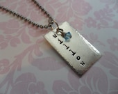 Custom Hand-Stamped Rectangle Necklace w/ Birthstone