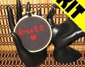 KIT Funny Cross Stitch Butt Love Threezle 3-Inch Hoop Rude Humorous Collectible Subversive DIY PDF Original