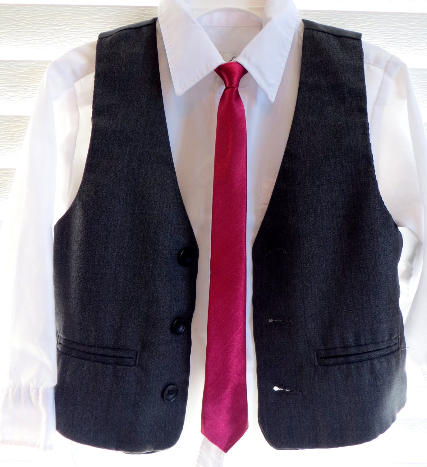 MANY Colors- SKINNY Neck Tie for Child Ring Bearer- Baby, Toddler & Youth- Adjustable (solid colors- black, pink, purple, white, blue, red)