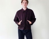 Brown 90s Collared Club Jacket // Quikted Lining Spring Zip Up