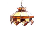 Vintage Hanging Light Ceiling Overhead Swag Pendant Billiards Lamp Brown Yellow Gold Stained Tiffany Glass Chandelier Retro Lighting Fixture