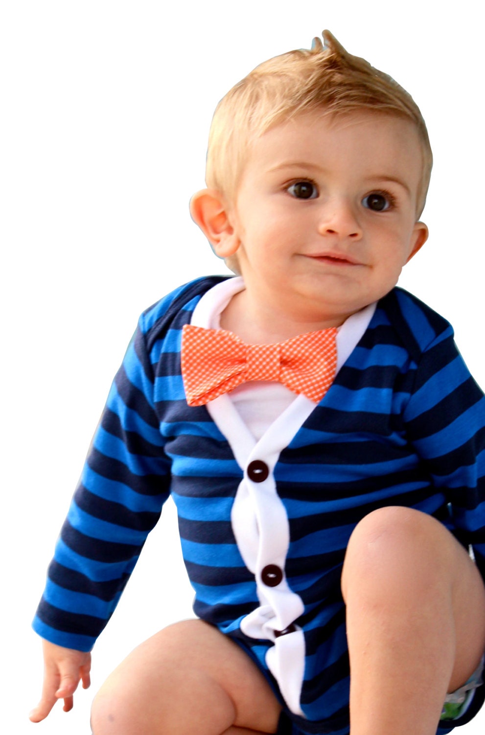 SALE :  Baby Cardigan Onesie - Blue Preppy Baby Boy Cardi - Perfect for a Fall or Winter Baby Shower Gift