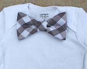 Baby Bow Tie Onesie - Grey Gingham - Just Like Dad - Preppy