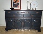 Vintage Buffet Hand Painted in Graphite (Black) by Annie Sloan Chalk Paint