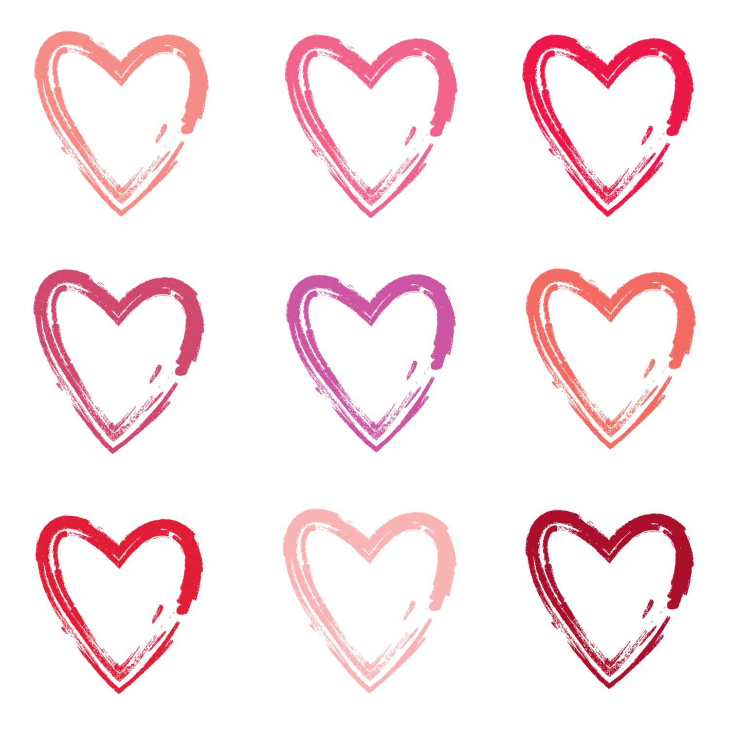 Instant Download // Digital Clip Art for Mother's Day // Pink and Red Painted Heart Clip Art // Personal and Commercial Use Il_170x135