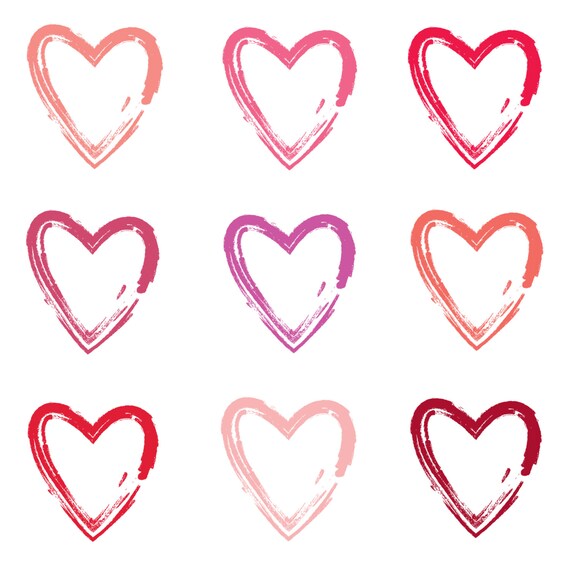 Instant Download // Digital Clip Art for Mother's Day // Pink and Red Painted Heart Clip Art // Personal and Commercial Use Il_570xn