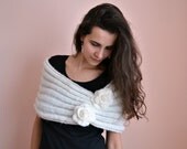 Spring princess -  wedding bridal bridesmaid shrug bolero cover up cowl- mohair yarn lace knit knitted - cream white Etsy UK